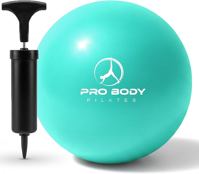 ProBody Pilates Small Exercise Ball with Pump - 9 Inch Workout Ball for Stability, Barre, Yoga, Core & Physical Therapy