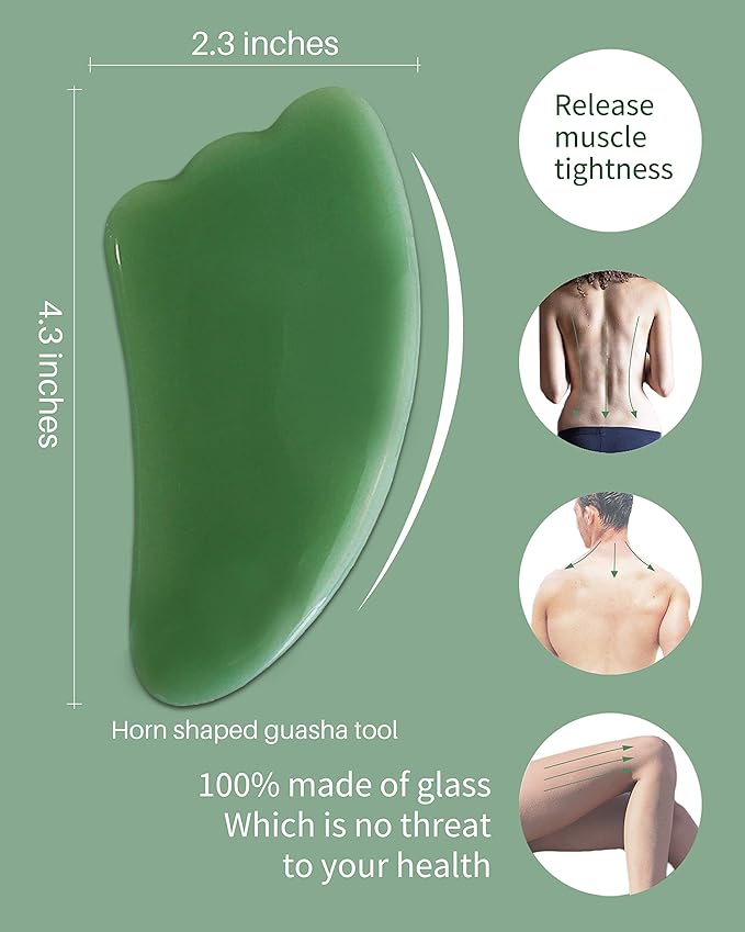 MoHern Gua Sha Massage Tools, 4 Pcs Gua Sha Tools of Multi-Shapes, Guasha Scraping Massage Tools for Face and Body (Dark Green)