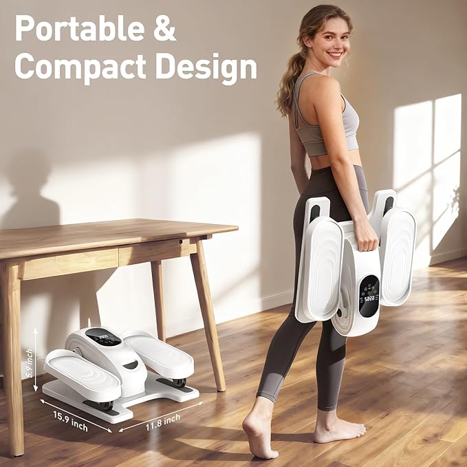 Under Desk Elliptical Exercise Machine, Electric Ellipse Leg Exerciser as Seen on TV, 15 Speeds Foot Exerciser While Sitting for Seniors, Portable Seated Pedal Exerciser for Home Office, Gifts