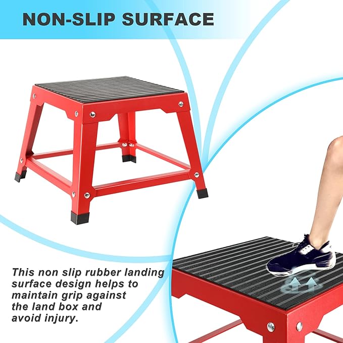 12 Inch Plyometric Platform Box Red Step Up Box Exercise Jump Box Gym Step Up Platform Fitness Jump Box Step Stool Exercise Jumping Box Step Stool Workout Exercise Fit Training
