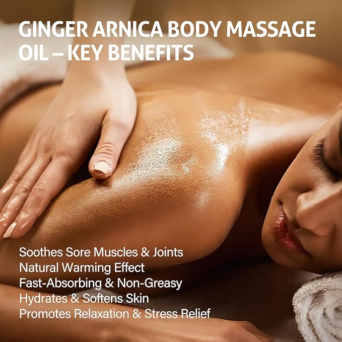 Easter Gifts for Women Ginger Oil,Ginger Massage Oil with Arnica for Lymphatic Drainage, Belly Drainage & Sore Muscle Relief,Natural Body Oil for Skin, Warming Spa Massage & Relaxation Therapy