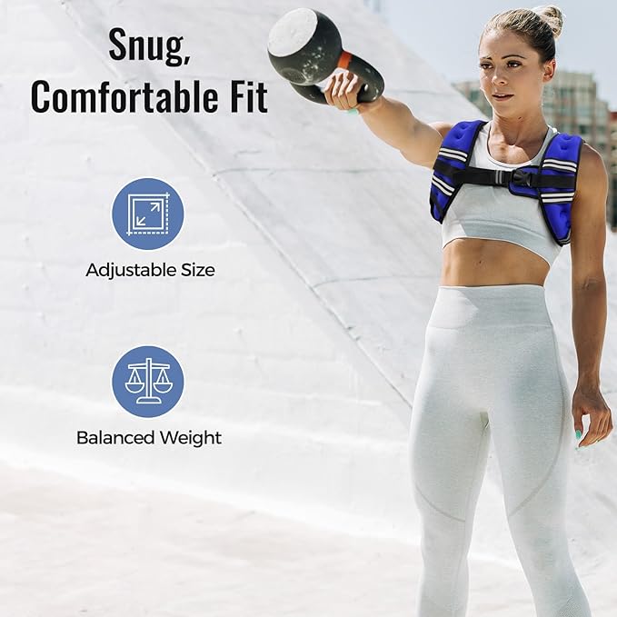 Weighted Vest for Women & Men with Reflective Stripe and Adjustable Buckle, Comfortable & Durable Rucking Vest for Walking, Running & Strength Training