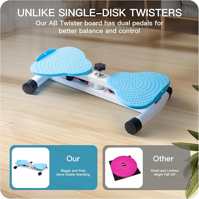 Waist Twisting Machine Pilates Twister Ab Twister Board with 300 lbs Capacity, Noiseless Home Gym Equipment for Core Exercise Slim Waist Belly Fat Workout for Women (Blue)