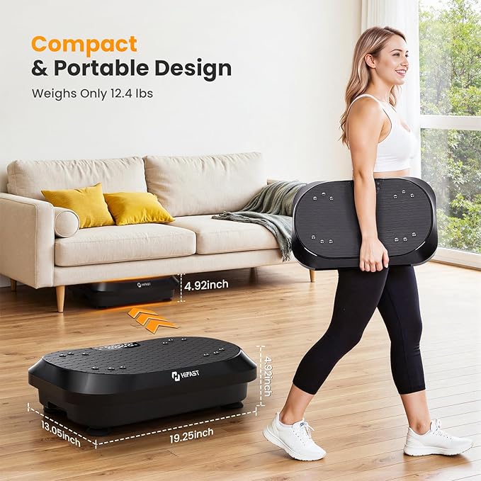 Vibration Plate Exercise Machine, Vibrating Plate for Lymphatic Drainage Weight Loss with 200 Power Motor, Shake Plate with 120 Adjustable Speeds, Whole Body Vibration Platform Machines for Women Men
