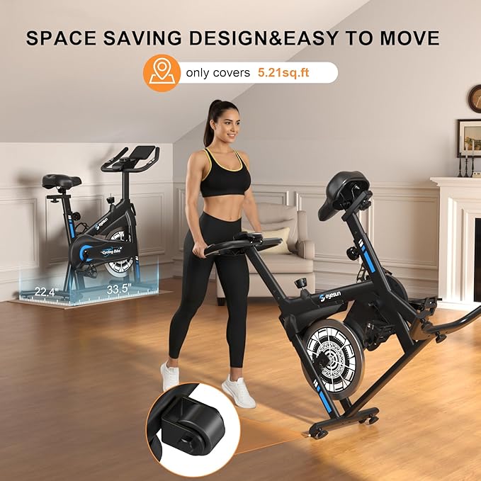 Exercise Bikes for Home,Spin Bike with Adjustable Magnetic,Brake Pad Resistance Silent Belt Drive,350lbs/300lbs Weight Capacity &Upgraded Version Seat for Home Cardio&Weight Loss(QM-530W)
