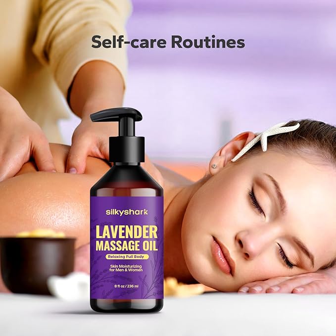 Lavender Massage Oil (8 Fl Oz), Aromatherapy Massage Oil, Lavender Bliss Massage Oil, Natural Relaxation for Mind and Body