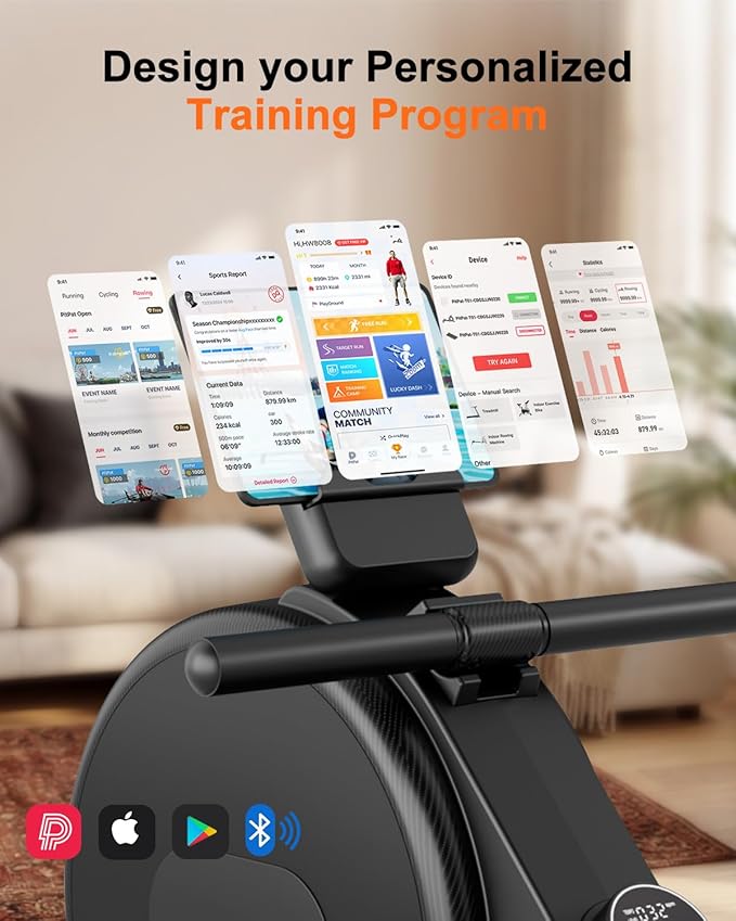 Superun 2026 Upgraded Rowing Machines for Home, Magnetic Rowing Machine with 32 Levels, Rower Machine of Quiet Resistance & 300LBS Weight Capacity, Row Machine with LED Monitor, App Supported