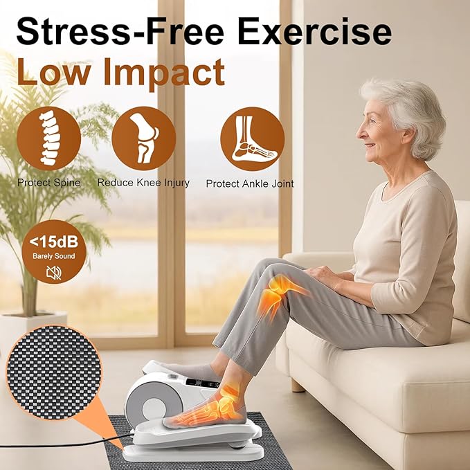 VIVURN® 028 Under Desk Elliptical 12 Speed 5 Modes Motorized Leg Exerciser While Sitting for Seniors As Seen on TV Low Impact Electric Pedal Exerciser with Non-Slip Mat Quiet for Home and Office