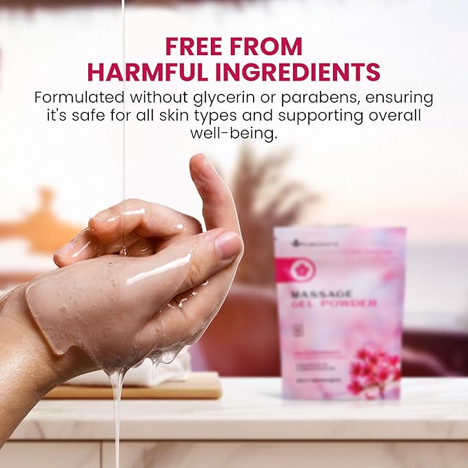 Massage Gel Powder 50g | Sakura Fragrance | Made in Japan | Smooth and Slippery Gel for Wellness and Relaxation | 50g Makes 1.32 Gallons/ 5 litres | Just Add Water