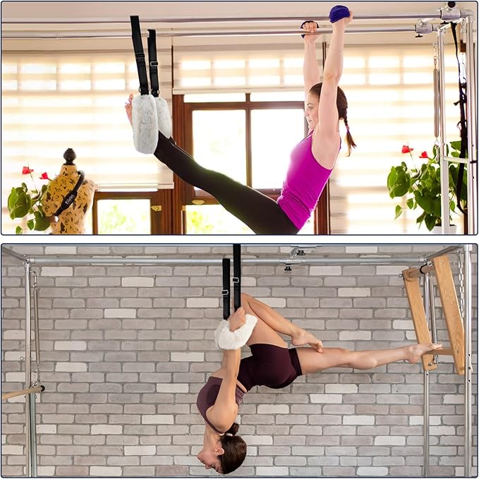 2Pcs Pilates Straps for Reformer,Pilates Reformer Accessories,Adjustable Pilates Fuzzies Straps Plush Cuffs for Pilates Cadillac Reformer,Yoga Pilates Equipment for Home Gym Workou