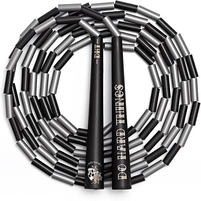 Elite Jumps - Do Hard Things Edge Beaded Jump Rope - For All Ages - Durable & Lightweight - 10ft Long Adjustable Rope - Tangle-Free - Shatterproof 1” Beads - Long Edge Handles