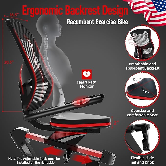 HARISON Exercise Bike 400 lbs Capacity, Easy Assembly Magnetic Recumbent bike for Adult and Seniors with Arm Exerciser , Recumbent Stationary bike for Home, 2 in 1 LCD Monitor and Tablet Holder (Same-day Shipping service）