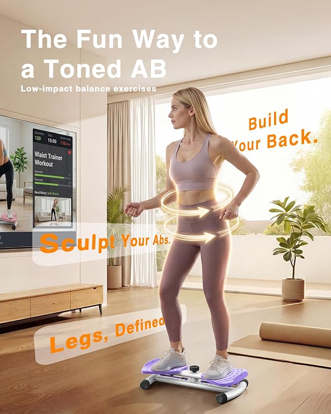 Waist Twister Machine Exercise, 326 lbs Ab Twister Board for Exercise, Home Gym, Balance Training & Fat Burning, Noiseless Workout Equipment for Women & Men - Twist Exercise Machine