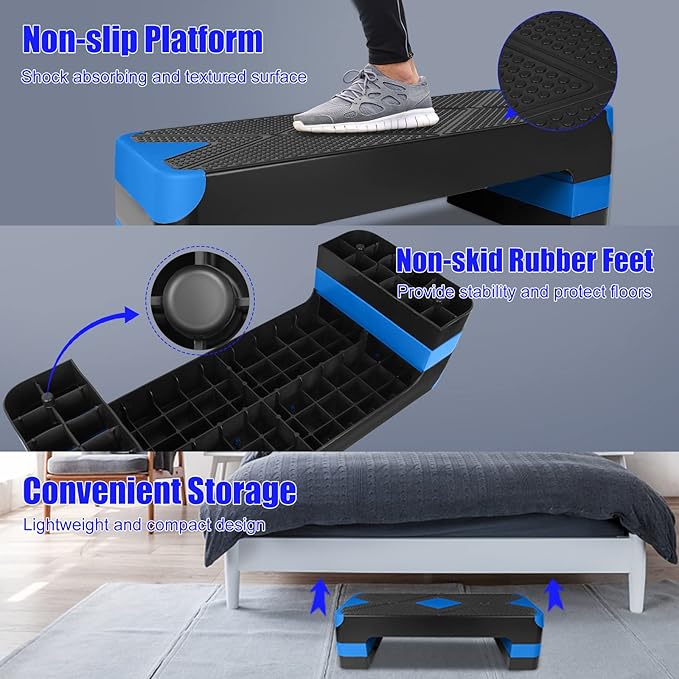 Adjustable Exercise Workout Aerobic Stepper Step Platform Trainer