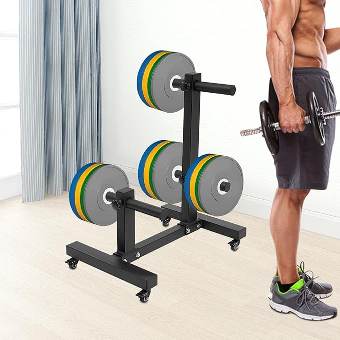 Weight Plate Rack Tree, Weight Plate Storage with Universial Wheels, Plate Rack Tree Holder Vertical Weight Tree Rack, Dumbbell Racks for Homes Hotels Gyms School