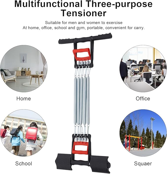 Multi-Function Spring Exercise Equipment, Portable Strength Training Device with Pedal, 5 Steel Springs, Adjustable Resistance for Home, Office, Gym