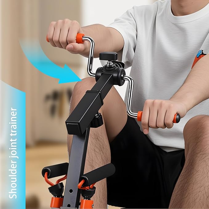 Rehabilitation Trainer Exercise Bike for Seniors, Hand Arm Leg Knee Peddler with Action Roller Handle, Pull Rope Swing Pedal Foot Massage, Adjustable Upper Lower Limb Home Fitness Equipment