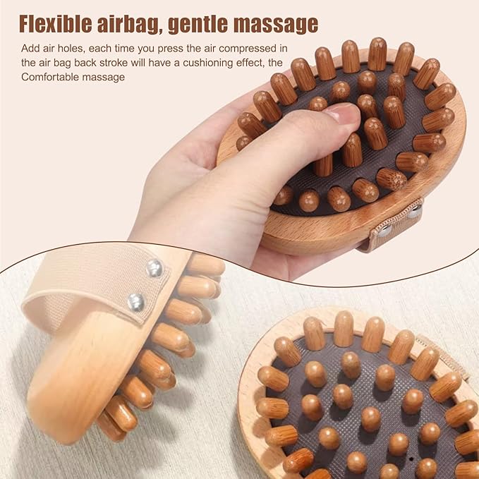 Meridian Pressure Brush, Wood Therapy Massage Tools, Wood Therapy Massage Tools for Belly Fat, Meridian Trigger Point Massager Wooden Massage Brush for Body Shaping, Muscle Pain Relief (2PCS)