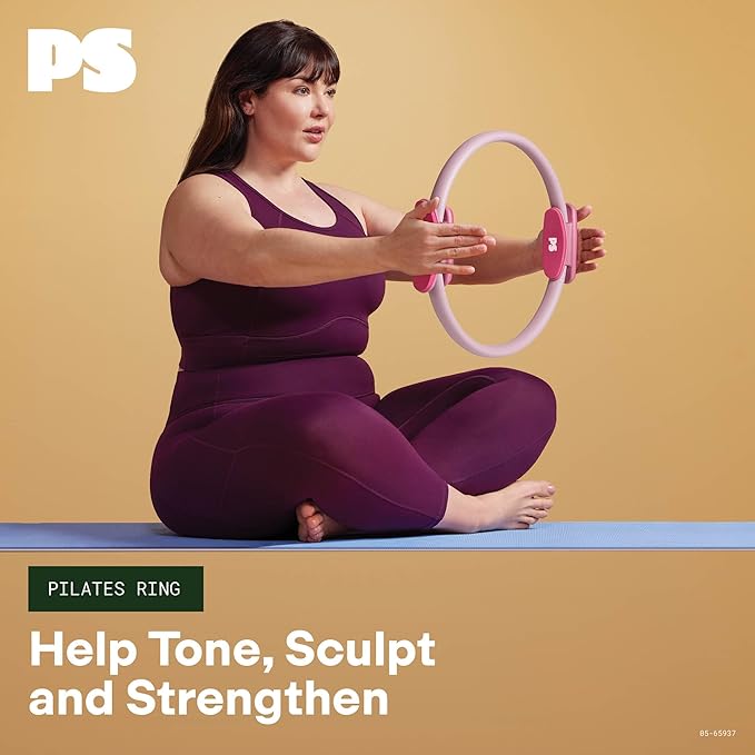 POPSUGAR Pilates Ring (15" Rose Pink/Berry, 1 lb), Dual-Grip Magic Circle Fitness Ring for Added Resistance, Tone, Sculpt & Strengthen Muscles, Pilates Ring Circle for Stretching & Home Gym Exercise