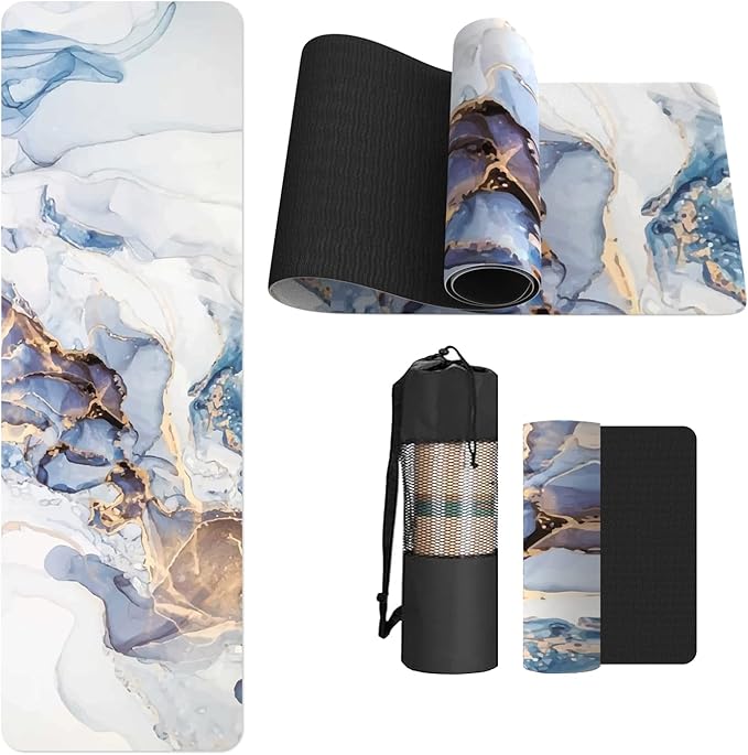 FOLAI Extra Thick Yoga Mat 6mm，pilates mat thick - Non-Slip Exercise Mat for HIIT, Pilates & Home Workouts & Workout with Free Carry Strap