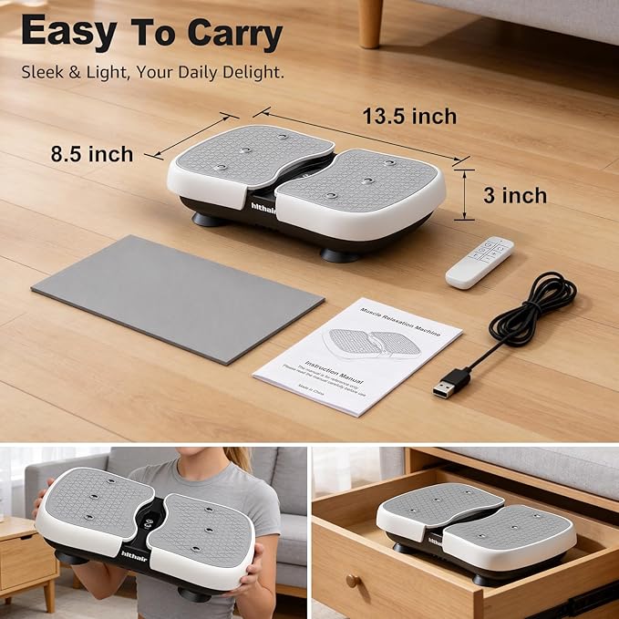 Mini Vibration Plate Machine for Lymphatic Drainage, Shake Plate Exercise Machine Fat Burner for Weight Loss, Portable Shaking Whole Body Workout Vibration Platform for Home Gym 1 Piece