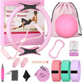 Pilates Kit for Home Workouts - 16 Pack Pilates Ring and Ball Set, Fabric & Rubber Resistance Bands, Figure 8 Stretcher, Yoga Ring & Grip Socks, Complete Pilates Accessories for Full Body Workout