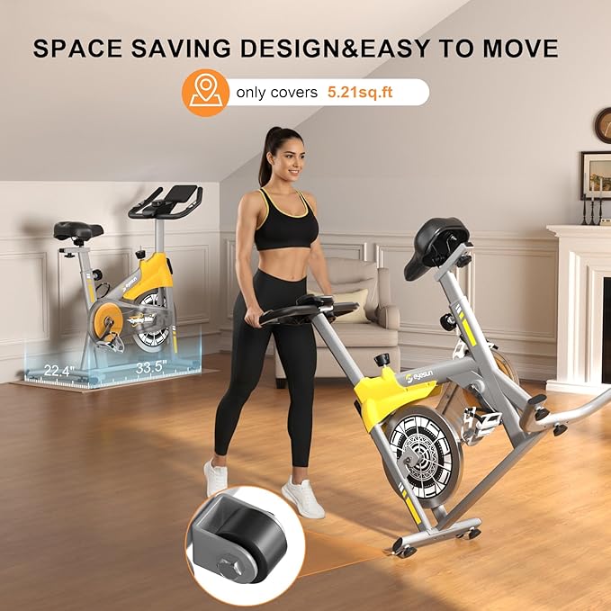 Exercise Bikes for Home,Spin Bike with Adjustable Magnetic,Brake Pad Resistance Silent Belt Drive,350lbs/300lbs Weight Capacity &Upgraded Version Seat for Home Cardio&Weight Loss(QM-530W)