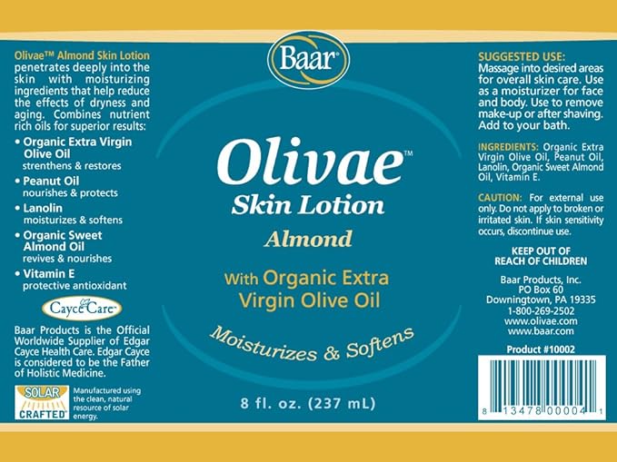 Baar Olivae Skin Lotion & Massage Oil, 8 oz