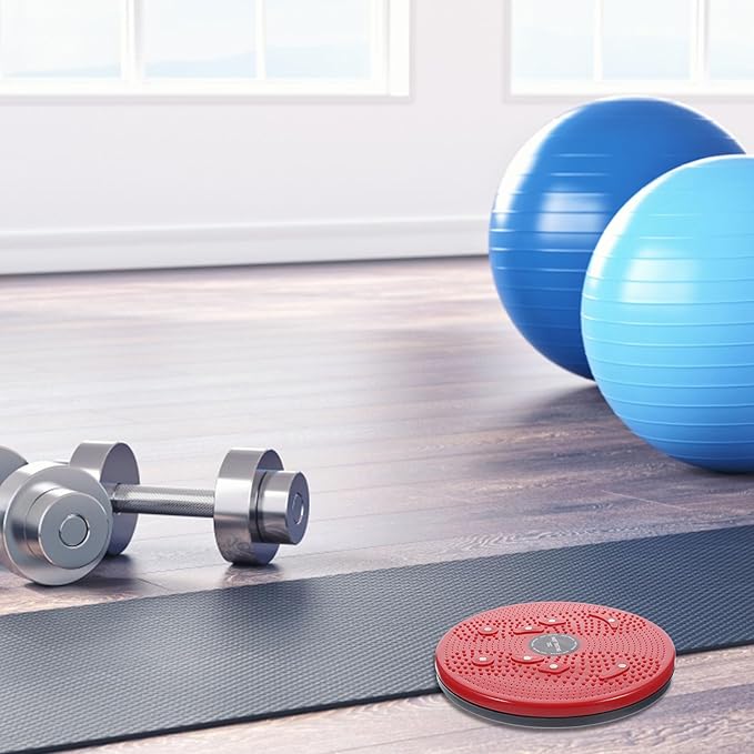 Yardwe Twist Board Fitness Device Red Rotating Waist Twisting Disc with Foot Massage for Indoor Body Shaping and Core Exercise