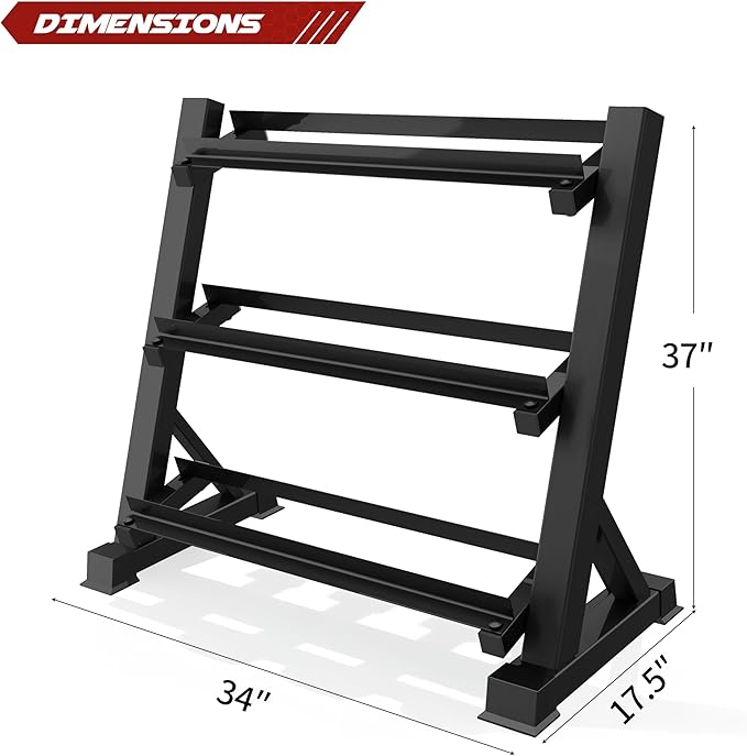 Zlinke 3-Tier Dumbbell Rack Multilevel Weight Storage Organizer for Home Gym, Weight Rack for Dumbbells, Kettlebells,1100LBS Capacity (Rack Only)