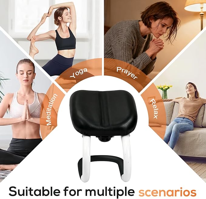 Meditation Bench with Adjustable Height, Foldable Metal Kneeling Chair, Portable Seiza Stool with Non-Slip Cushion, Ideal for Yoga, Prayer, and Extended Sitting Comfort