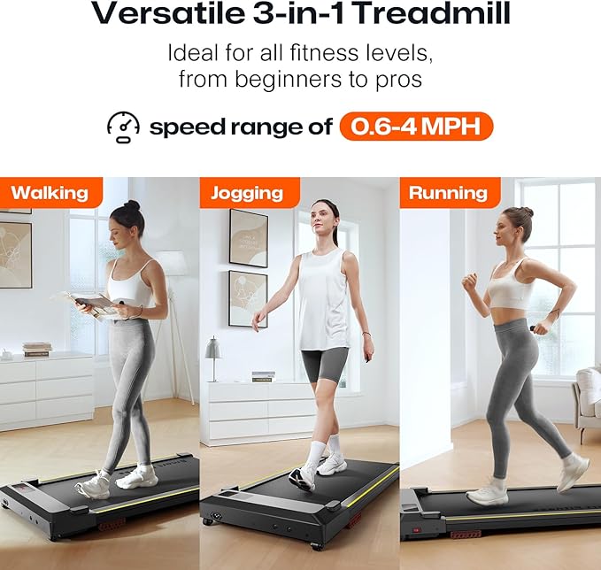 Walking Pad with 9% Incline, Compact Under Desk Treadmill for Home, 2.5HP Powerful 3 in 1 Portable Treadmill with Remote Control, Walking Pad for Home and Office
