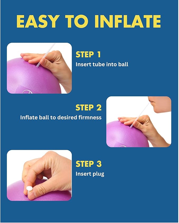 ProBody Pilates Ball 9 Inch - Small Exercise Ball for Stability, Barre, Core, Ab Workouts, Yoga, & Physical Therapy