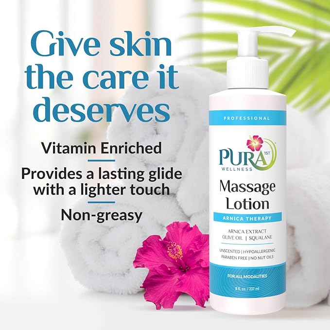 Arnica Therapy 8 Fl oz Massage Lotion, Arnica Extract, Professional, Massage Therapy, Deep Tissue, Unscented, Hypoallergenic, Natural Ingredients, Skin Hydrating, Moisturizing, for Bruising