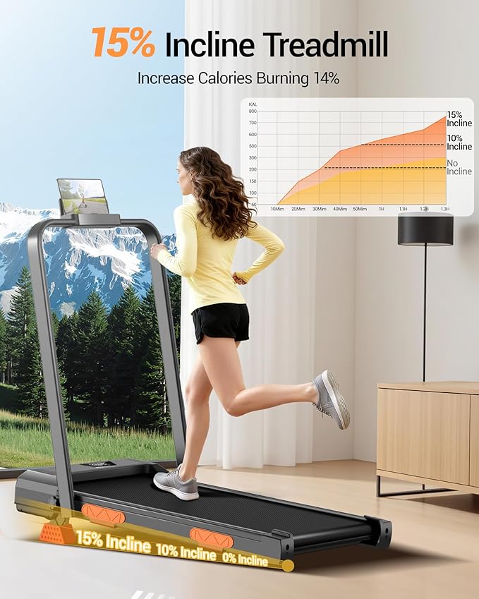 LONTEK 3-in-1 Foldable Treadmill with 300 LBS Capacity, 15% Walking Pad Treadmills for Home and Office, 2.5 HP Under Desk Treadmill with Quiet Brushless