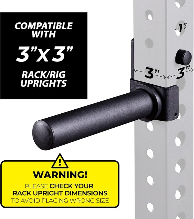 AmStaff Fitness Olympic Weight Plate Holder for Power & Squat Racks – Fits 2x2, 2.33x2.33, 3x3 Inch Tubes, 1" Hole – Storage Horns for Weight Plates on Power Rack – Pair