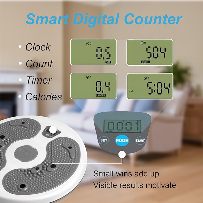 KYTO Waist Twister Disc – Core Trainer Board with Digital Counter, Ab Workout Equipment with 360° Rotation, Non-Slip Foot Massage Design for Home, Office Fitness