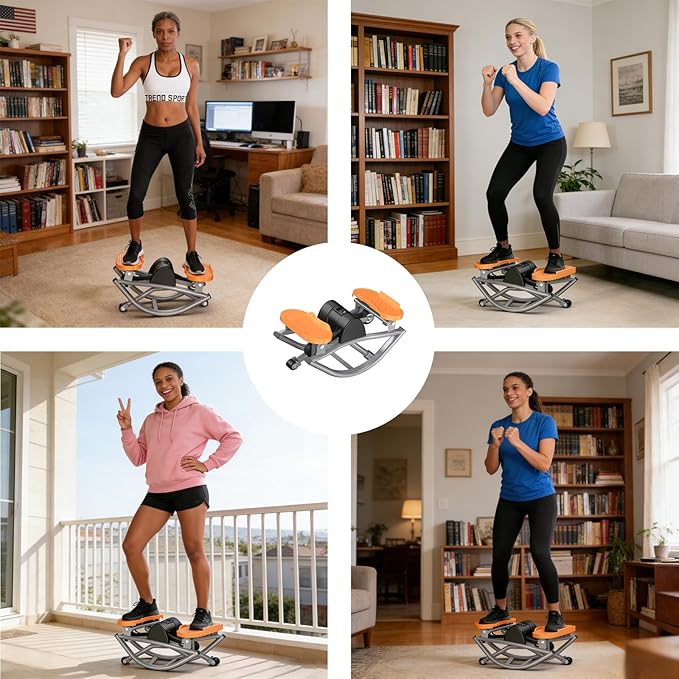 Rock Stepper Step Side-to-Side Lateral Rocking Fitness Stepper with Digital Monitor/Resistance Bands Machine for Home Workout