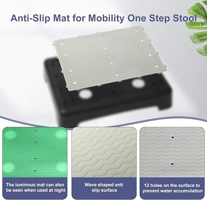 Step Stool Mat, Glow-in-The-Dark Step Riser Mat Portable Indoor Outdoor Non-Slip Step Platform Luminous Mat for Adult Elderly Kids, 1Pc