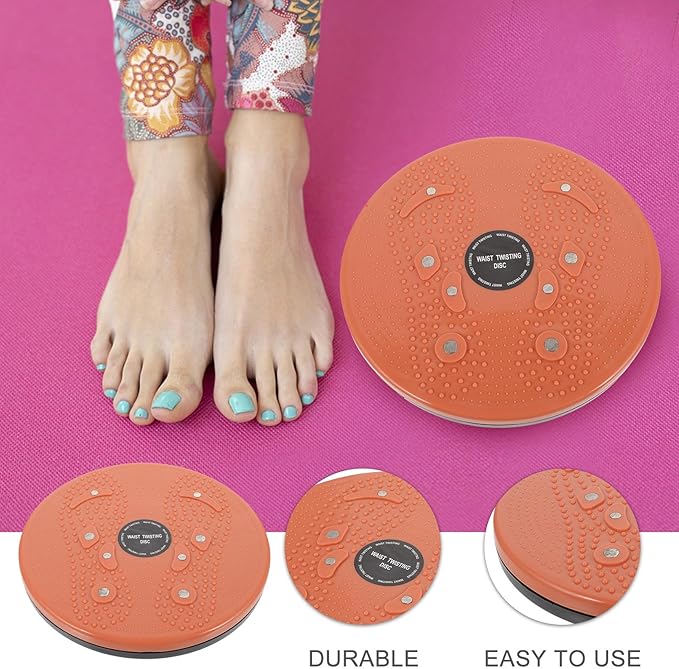 Toyvian Rotating Waist Trainer Machine Twisting Board Fitness Twisting Disc with Waist Massage Function Orange Color Exercise for Core Strengthening and Body Sculpting