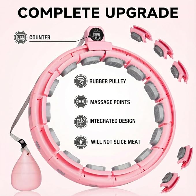 Fit Hoop Weighted Waist Circle/Infinity Hoop with 11/18 Links(30-50 Inch) for Adults Weight Loss，Weighted Hoops for Women,Infinity Hoop with Counter Smart Exercise Equipment