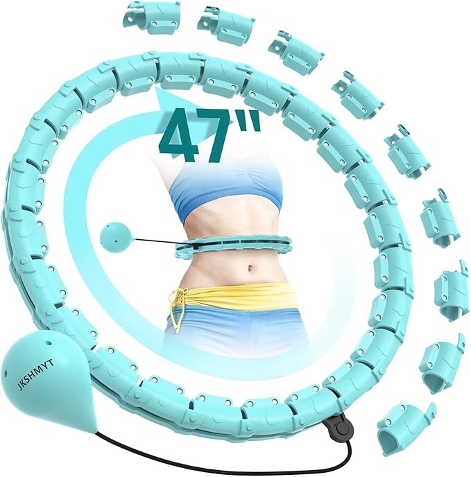 JKSHMYT Weighted Hula Circle Hoops for Adults Weight Loss, Infinity Fitness Hoop Plus Size 47 Inch, 24 Detachable Links, Exercise Hoop Suitable for Women and Beginners