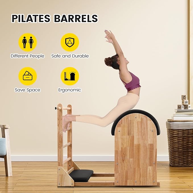 Pilates Ladder Barrel Ladder Barrel Pilates Barrel Vintage Spine Corrector Barrel Pilates for Home Gym Body Balance, Core Strengthening and Stretching