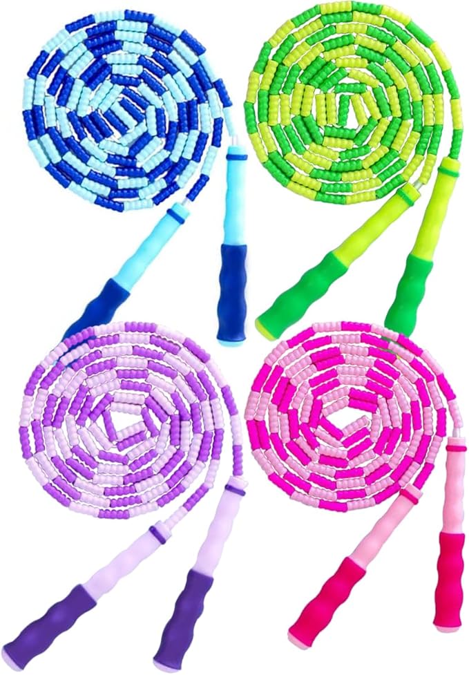 Jump Rope for Kids Girls and Boys, Soft Beaded Jump Ropes, Adjustable Skipping Rope, Tangle-Free Segmented Rope for Kid and Women Men Adults Exercise, Keeping Fit, Training - 9.2Ft