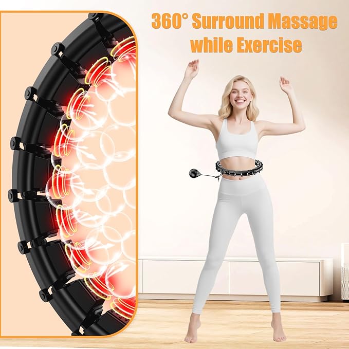 65 Inch Adjustable Fitness Waist Hoop – 32 Detachable Links, Quiet Non-Drop Fitness Tool for Adults Weight Loss, Plus Size Exercise Hoop for Women & Beginners