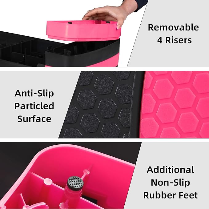 HomGarden Adjustable Workout Aerobic Stepper in Fitness & Exercise Step Platform Trainer Stepper w/Risers Adjust 4"-6''-8''