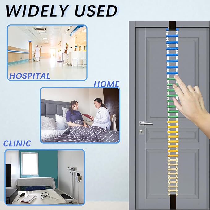 Portable Over-The-Door Shoulder Finger Ladder, Shoulder Pain Relief Wooden Finger Ladder for Hand Therapy and Joint Rehabilitation (Colorful)