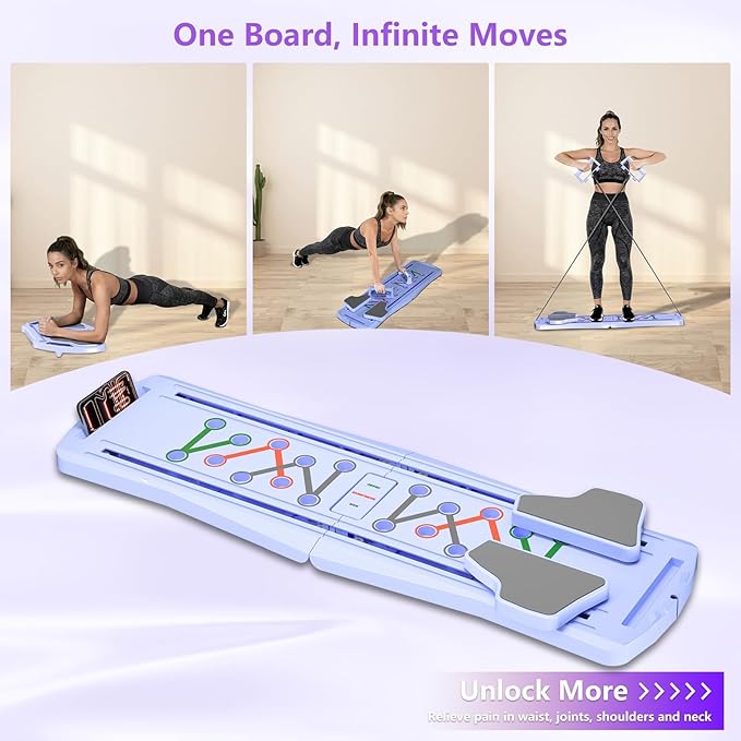 Pilates Board for Home Workout - Upgraded 7 in 1 Portable Pilates Reformer Set, Multifunctional Ab Trainer with Resistance Bands & LED Timer, Pilates Board for Women Full Body Workout