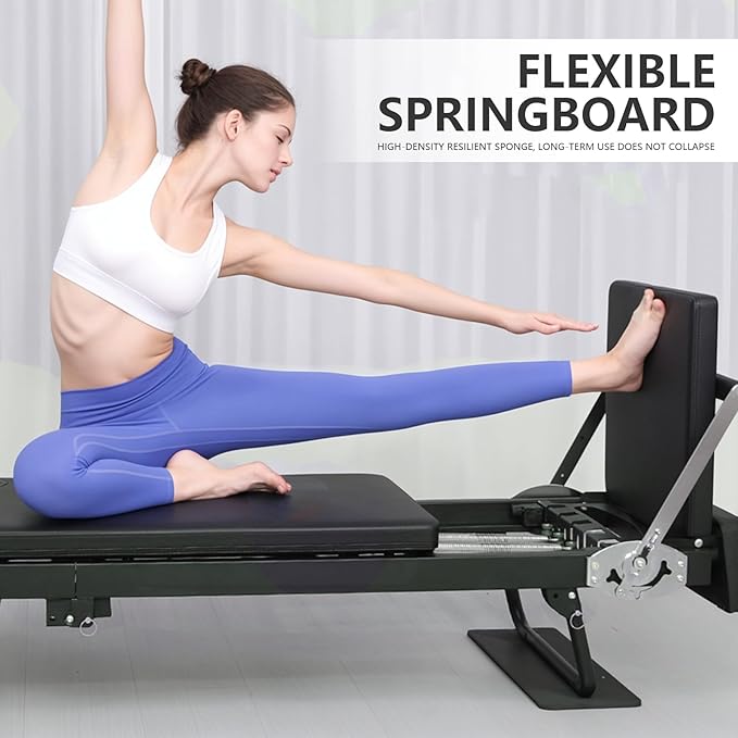 Pilates Reformer Foldable Pilates Reformer Home Gym Equipment,Core Pilates Bed for Home Workouts with Dual Resistance- Springs,Up to 265 lbs Weight Capacity,Christmas Birthday Valentines Day