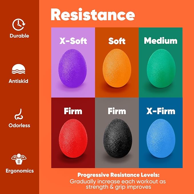 Stress Balls for Adults (6 Pack), Stress Ball, Hand Strengthening Devices, Hand Exercisers for Strength, Exercise Squeeze Squishy Wrist Ball, Physical Therapy Exerciser, Grip Strength Trainer